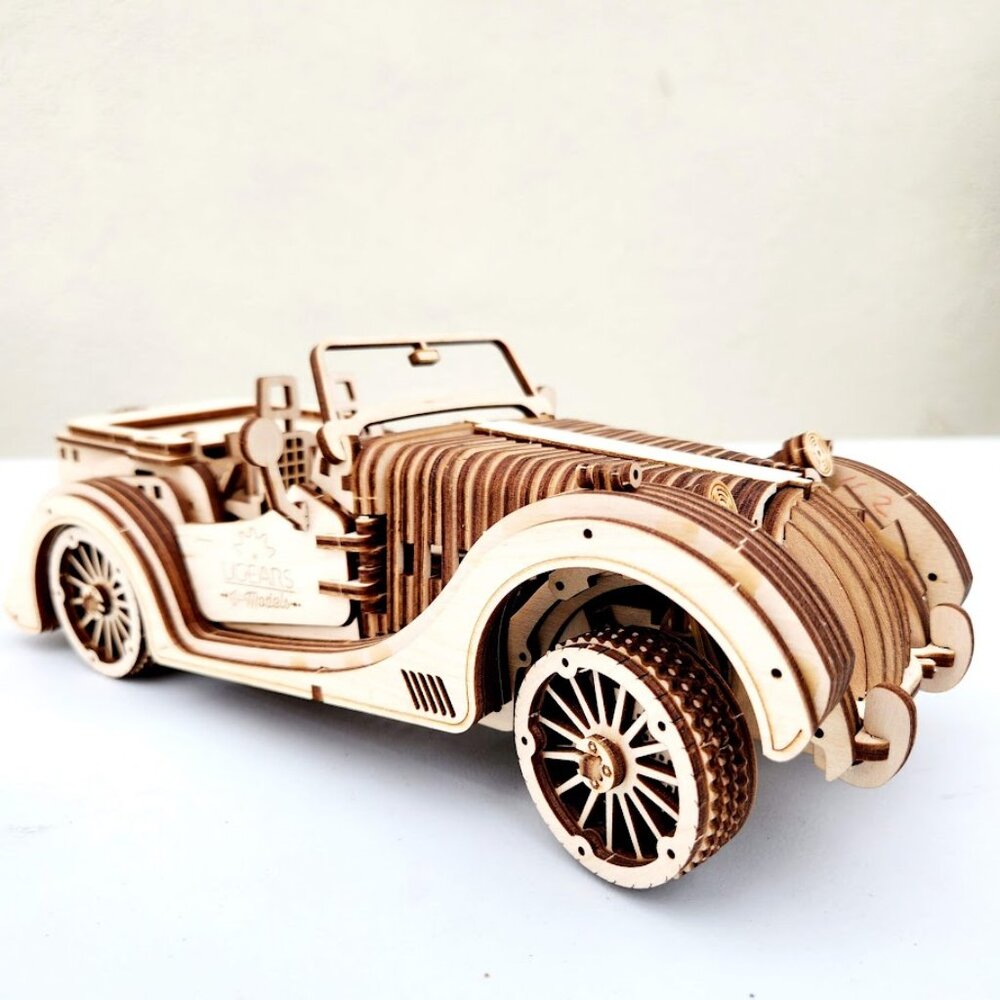 NEW Hand-Built Car Roadster Vehicle Model Wooden Decor Christmas Gift  Great for